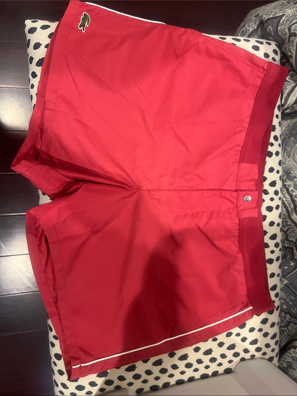 Lacoste Red Athletic Swim Shorts with White Trim